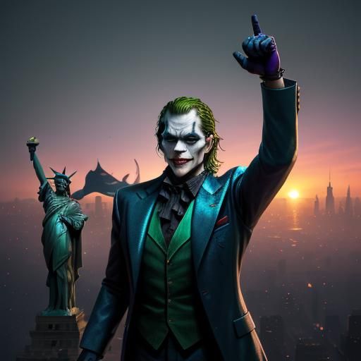 Joker vs Statue of Liberty in Vibrant Concept Art
