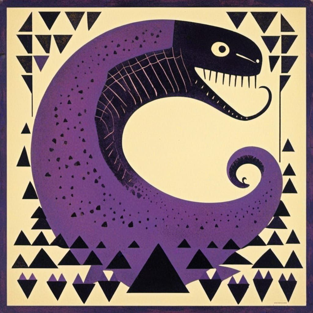 Purple Loch Ness Monster on Sunny Day