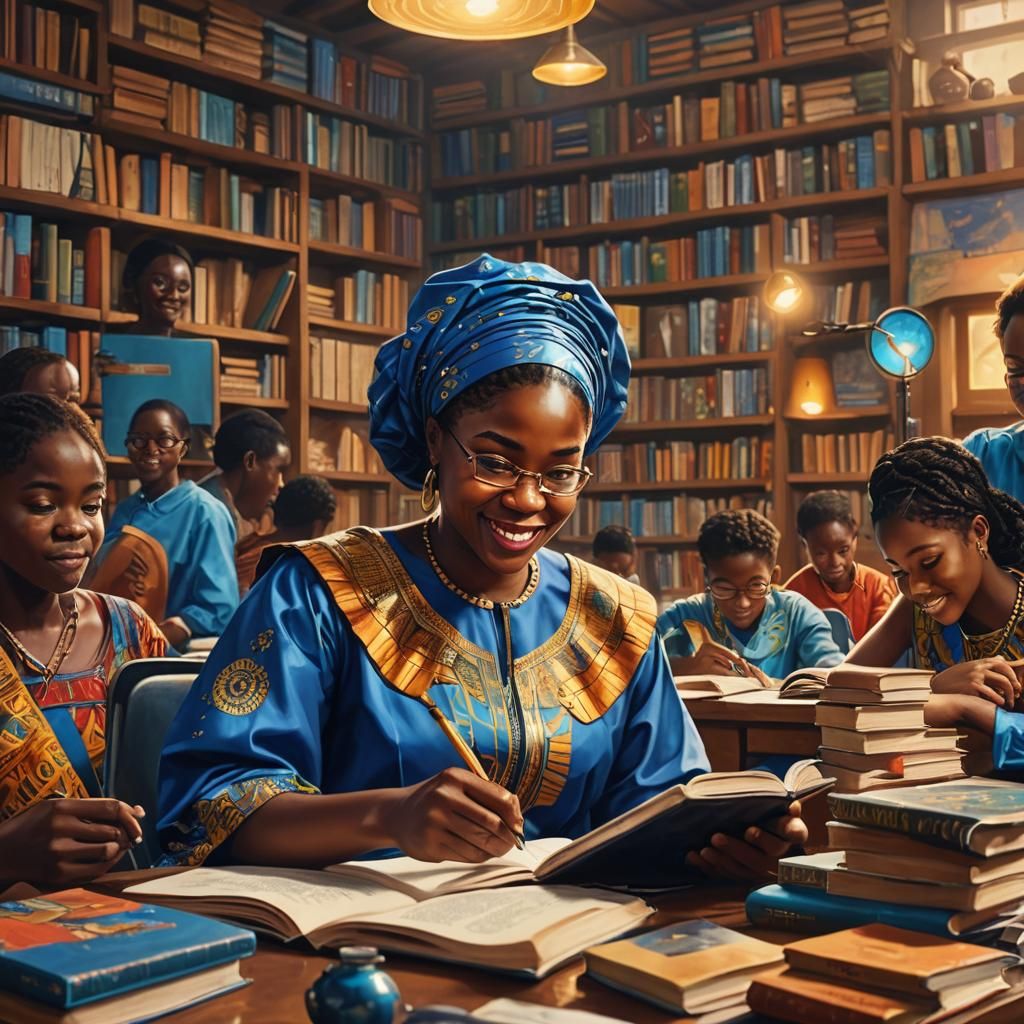 Nigerian Teacher Inspires Students: Vibrant Oil Painting