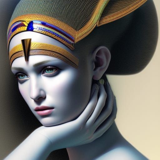 Hyperrealistic Cleopatra Portrait in Vaporwave Style