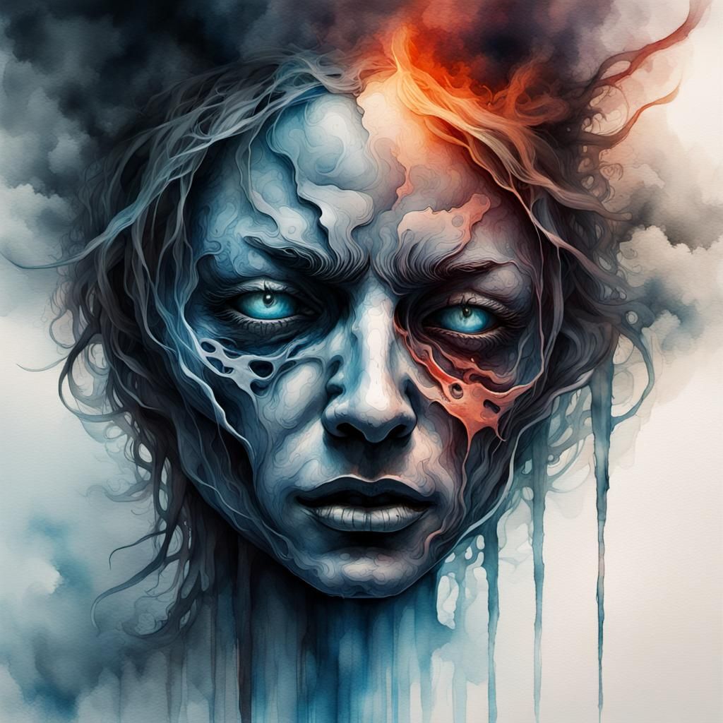 Scarred Horror God in Dark Surrealism Style