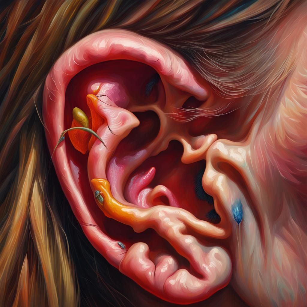 Vibrant Oil Painting of Extreme Ear Pain
