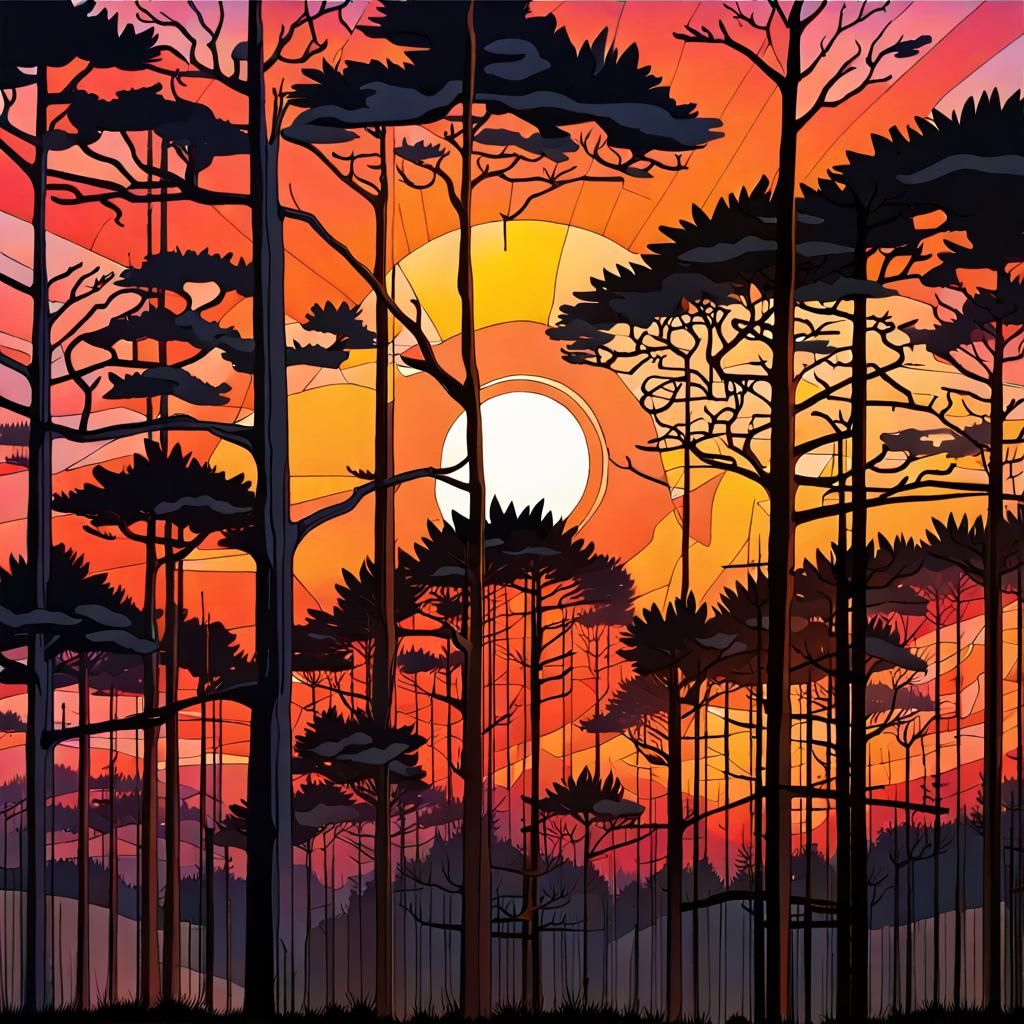Neurographic Art: Forest Sunset