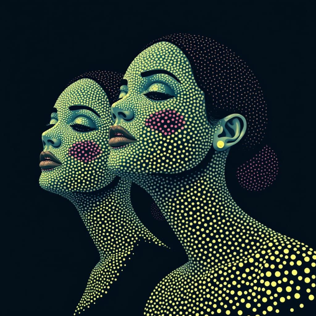 Pointillist Image of Female Figures