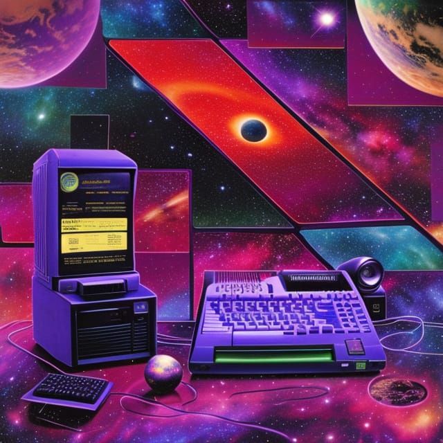 Photoreal Windows 98 Computer in Galactic Outer Space