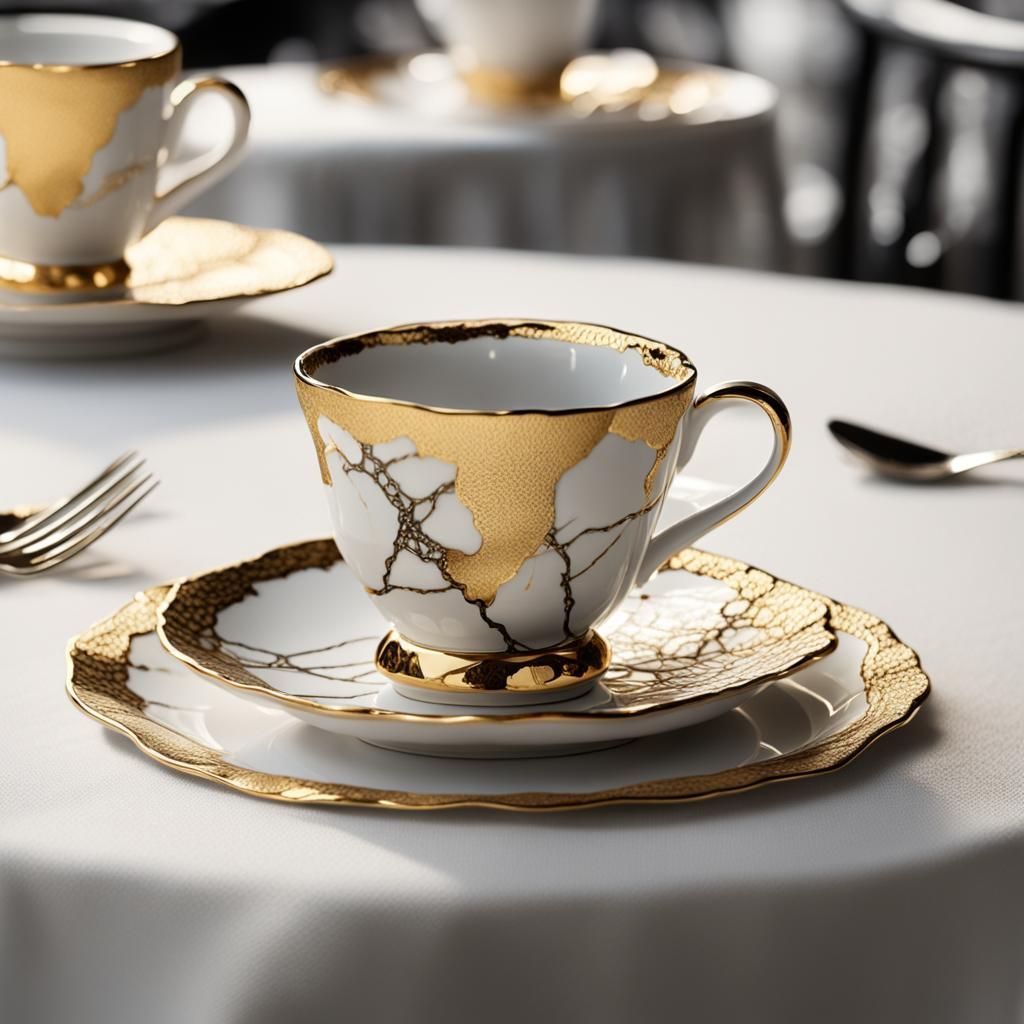 Kintsugi Porcelain Cup in Baroque Cafe
