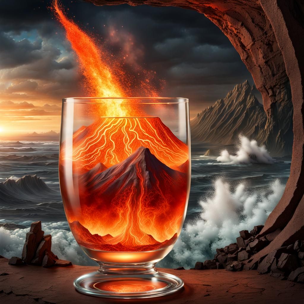 Volcano and Sea in Chalice Drunk by Wizard