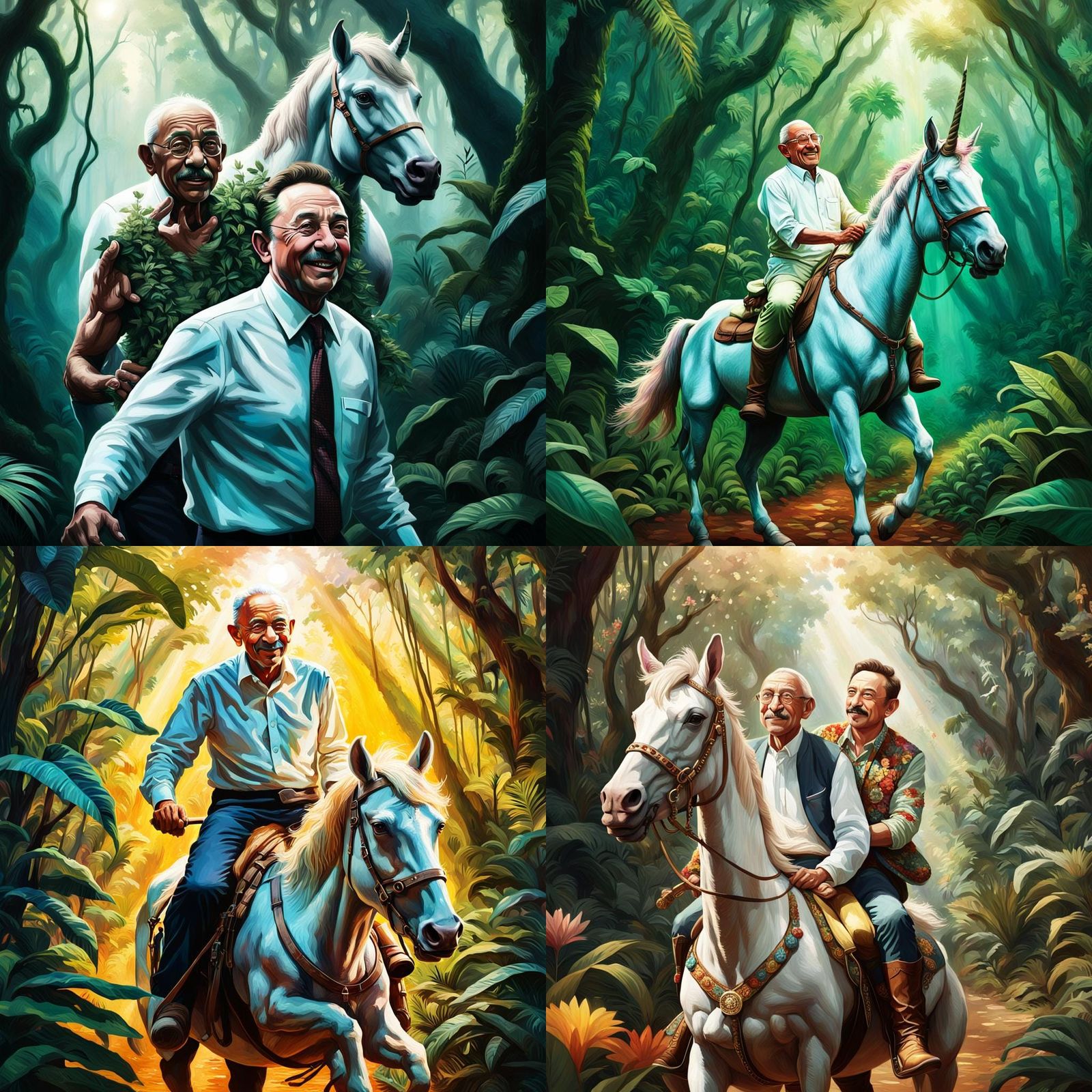 Gandhi and Musk Rodeo Ride in Jungle