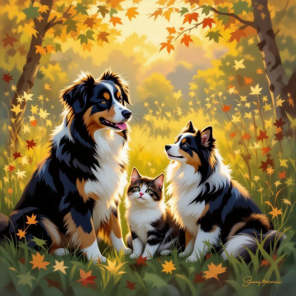 Happy Pets in Peaceful Natural Setting