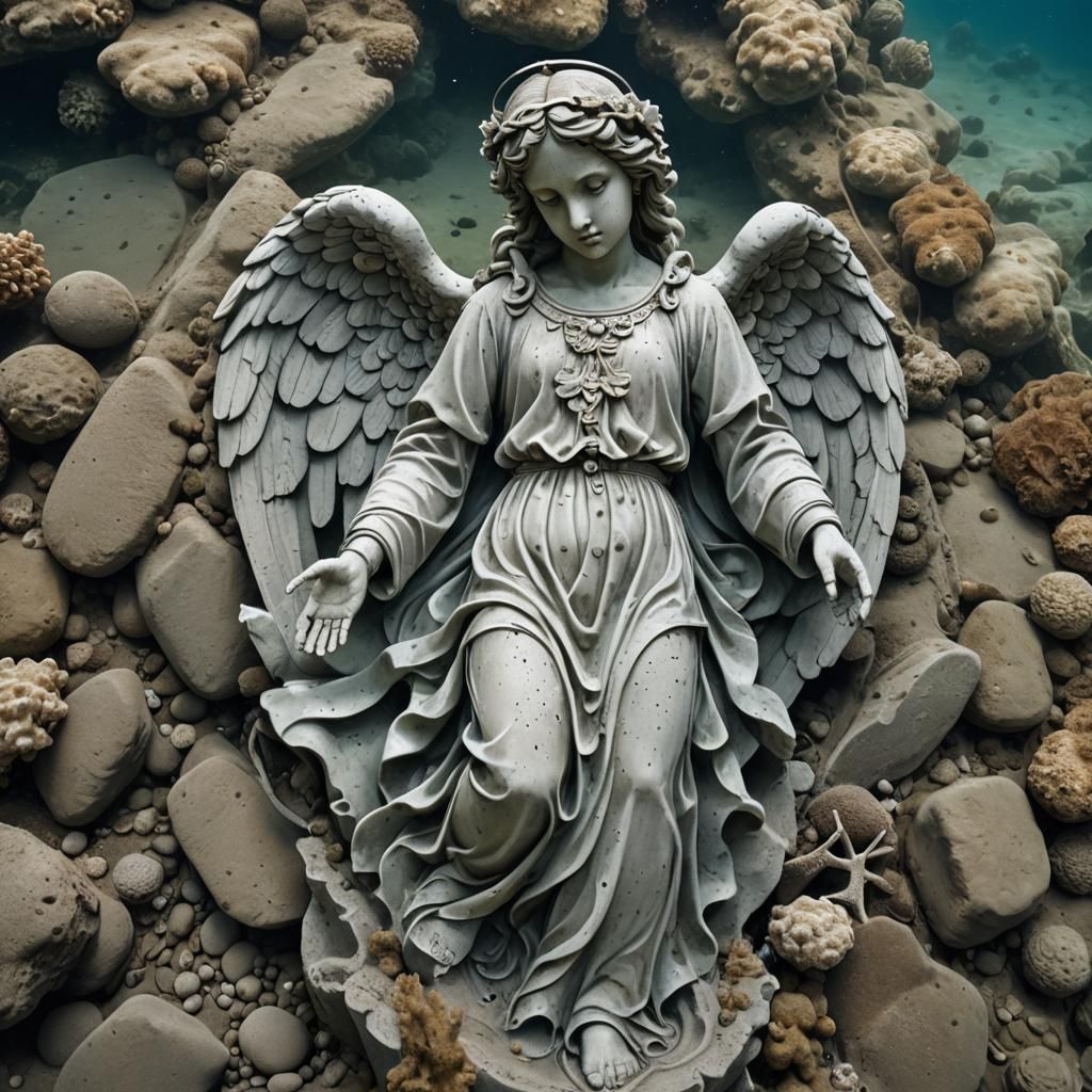 Submerged Concrete Angel Statue