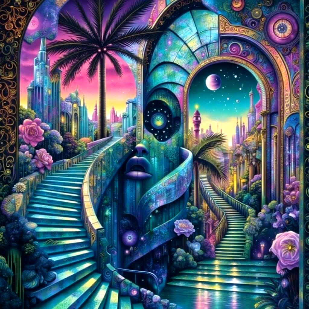 Surreal Art Deco Poolside Oasis