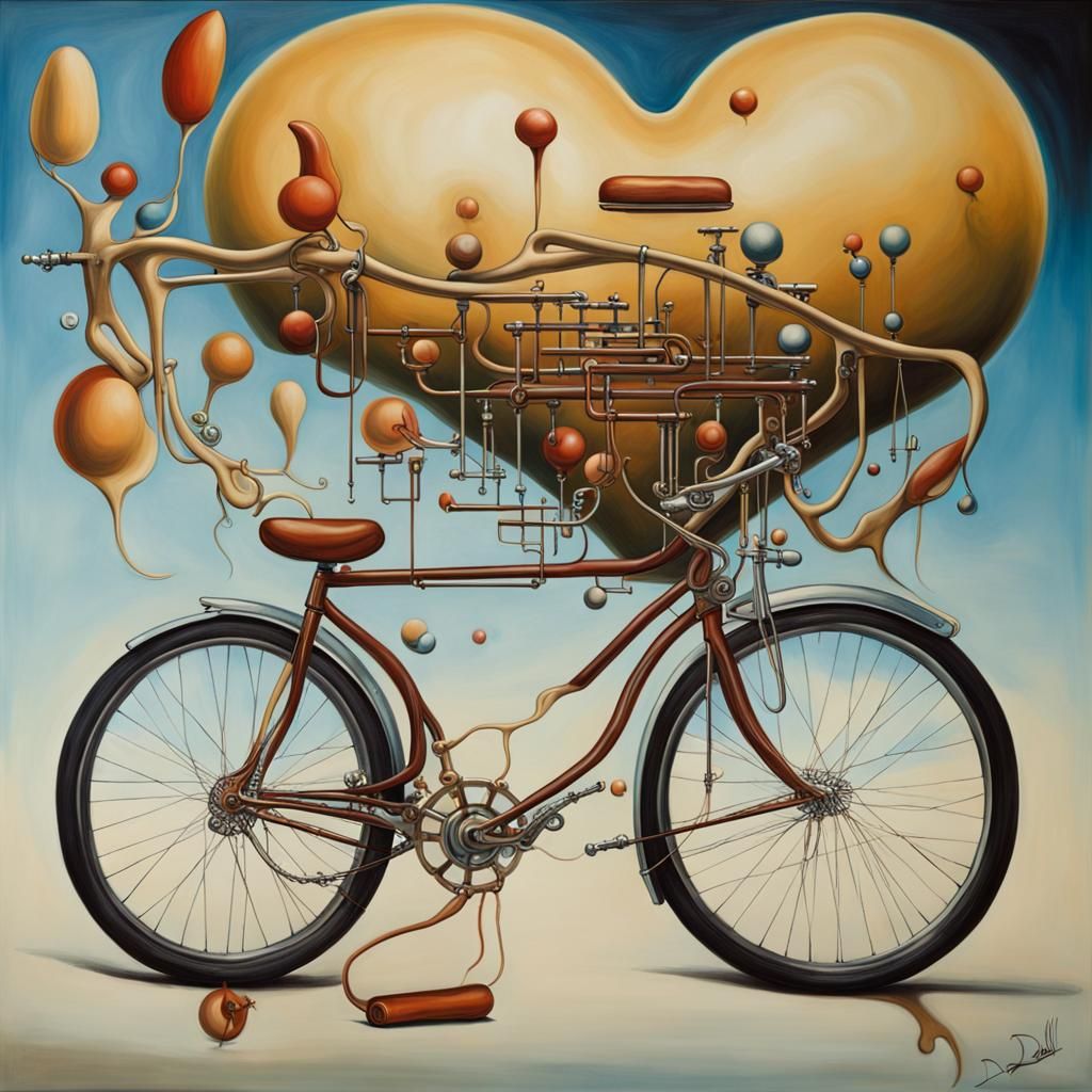 Surreal Bicycle with Xylophones in Salvador Dali Style