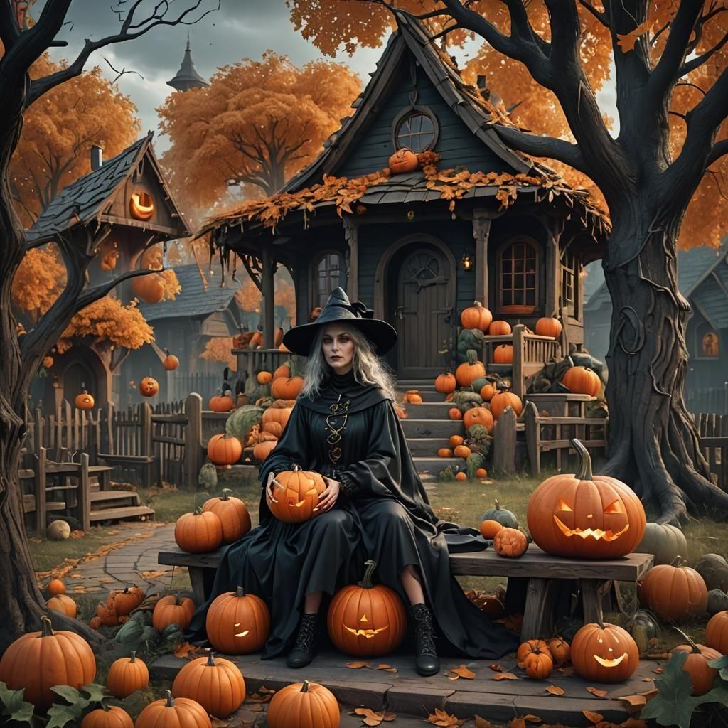 Surreal Witchcraft Scene in a Matte Painting Style