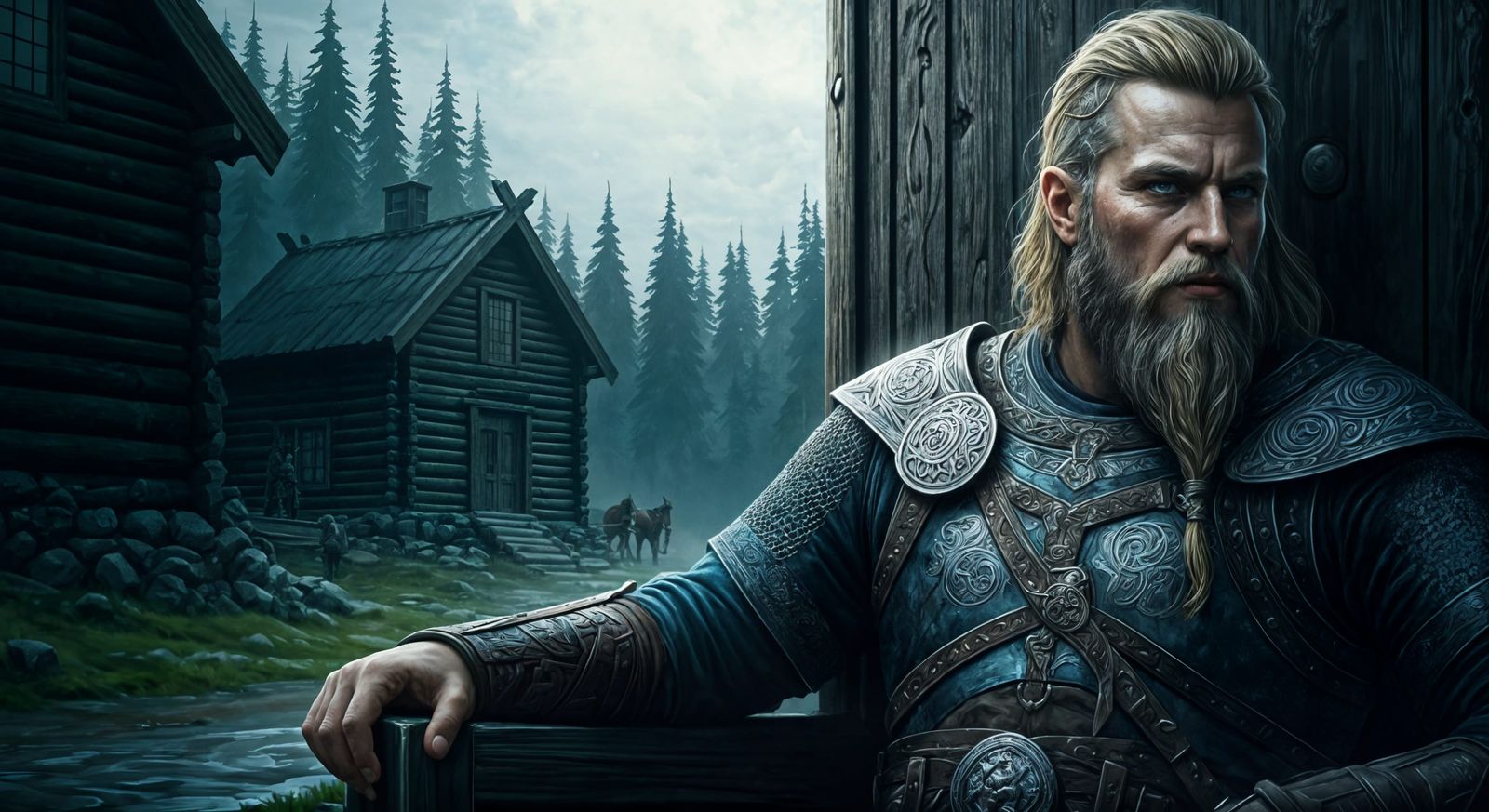 Modern Viking Warrior on Throne in Norway