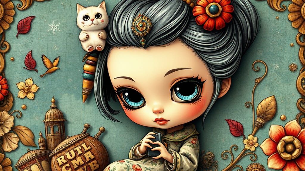 Chibi Blythe in Vibrant Ceramic Style