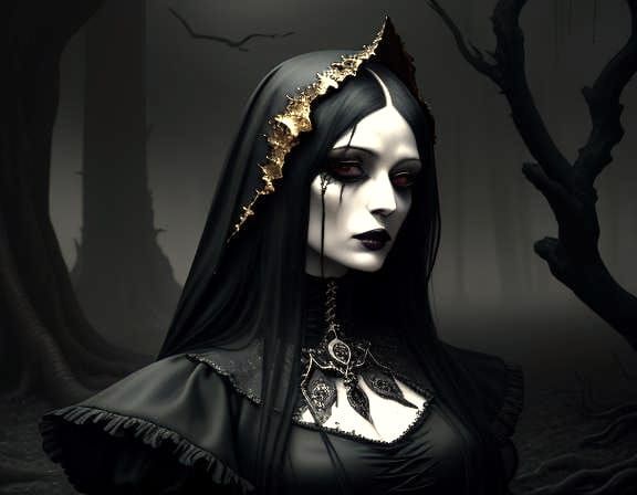 Dystopian Cologne: Woman in Moonlight, Oil Painting