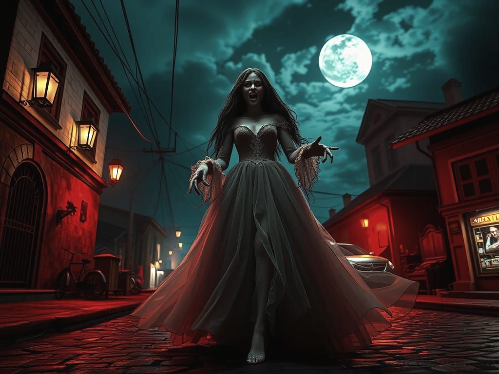 Sinister Vampire Woman in Dark Fantasy Style
