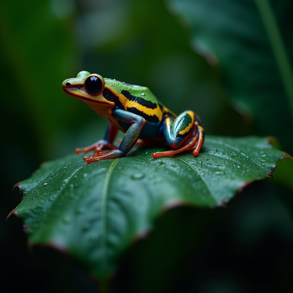 Vibrant Dartfrog in Exotic Jungle, Cinematic Film Still