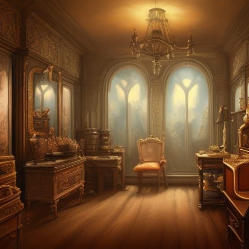 Dusty Antique Shop Mirrored in Detailed Matte Painting