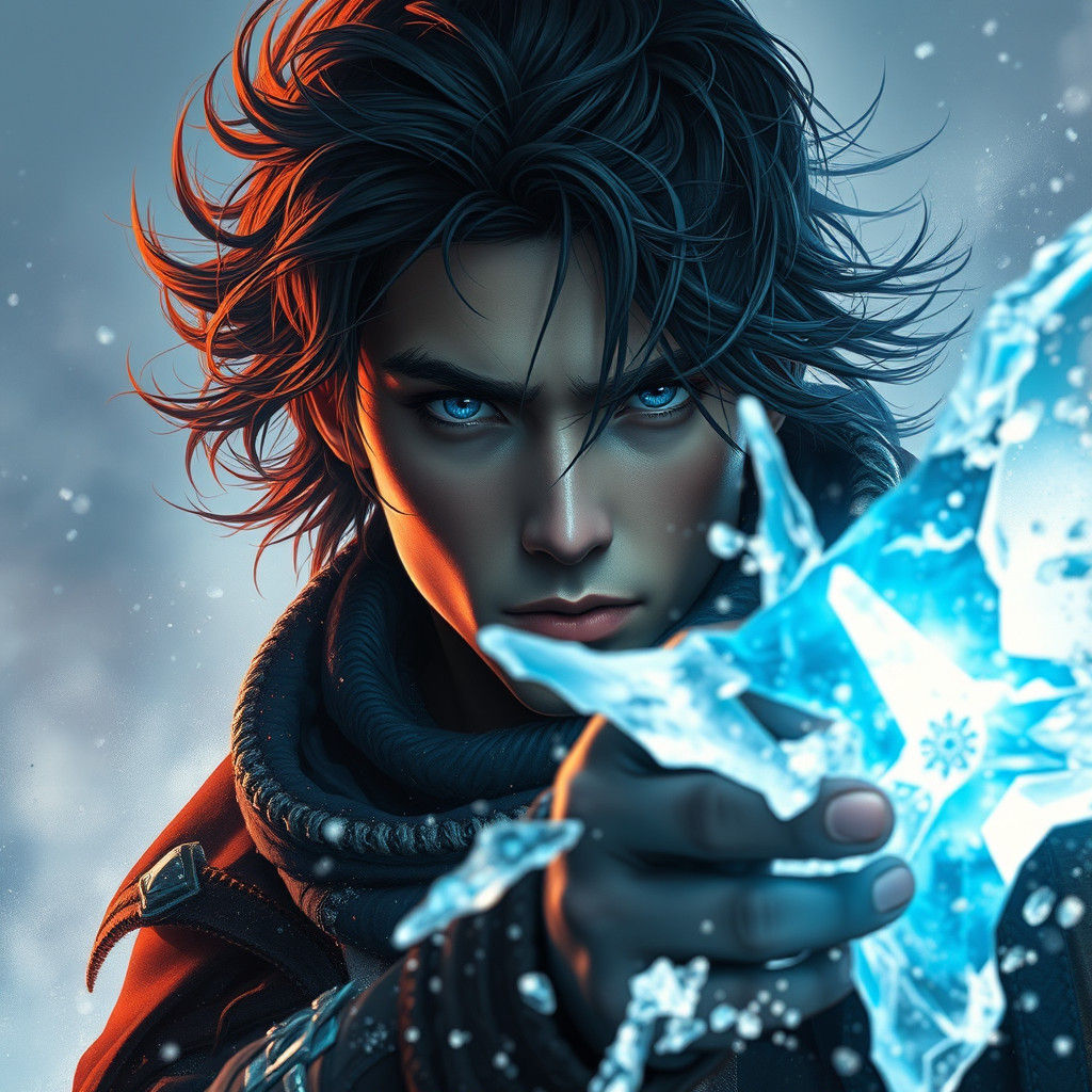 Icy Magic Male Figure in Matte Painting Style