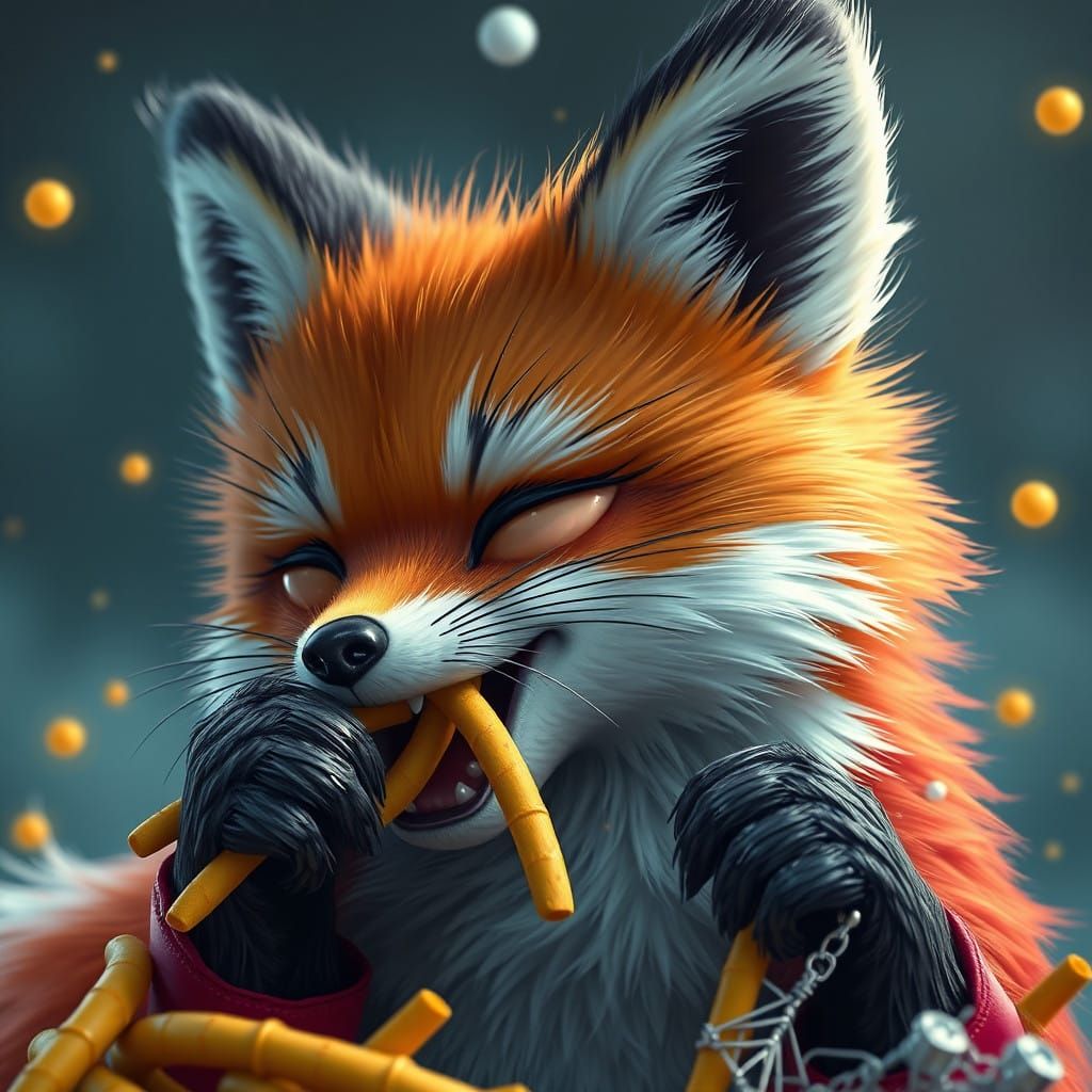 Whimsical Fox Indulges in a Fantastical Feast