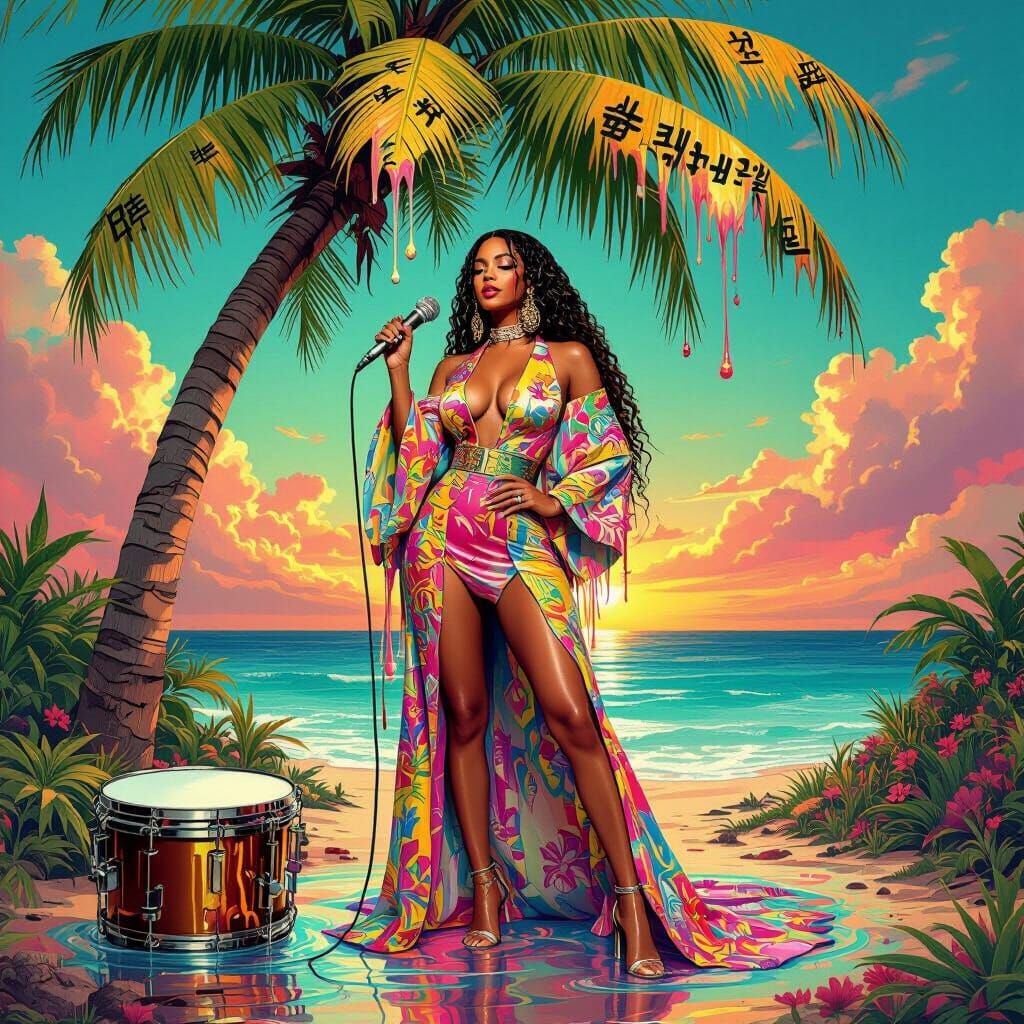 Beyoncé in Surreal Caribbean-Korean Dreamscape