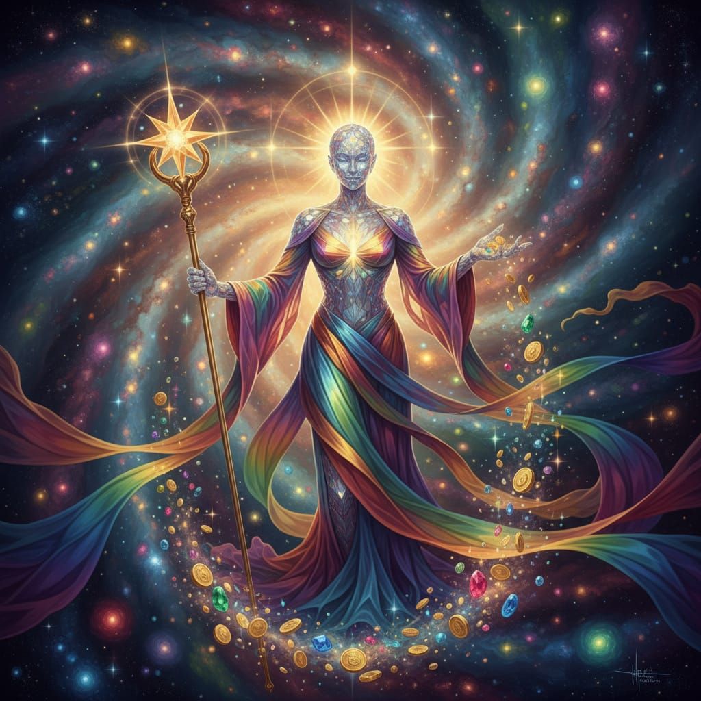 Celestial Starlight Being in Digital Surrealism