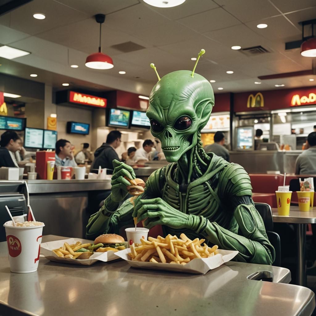 Alien Eats at McDonald's