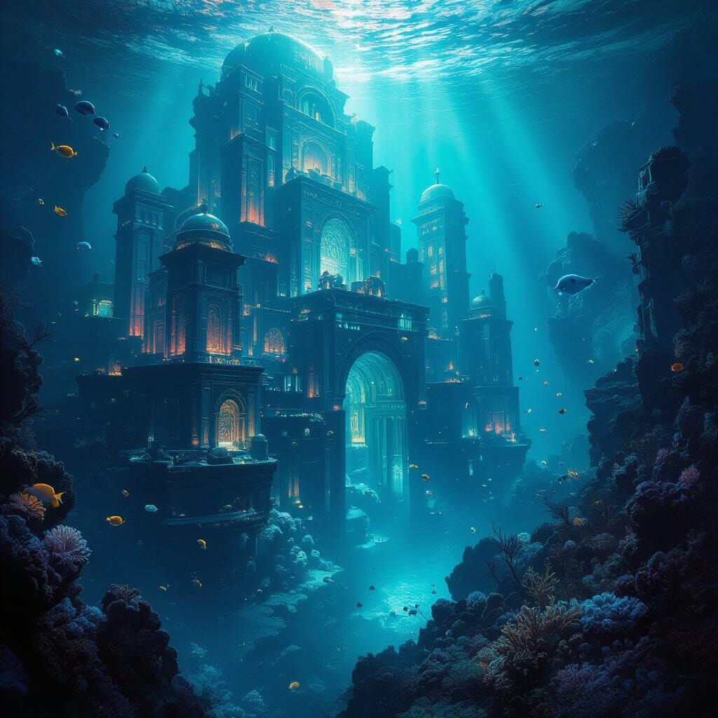 Lost Underwater City in Epic Fantasy Concept Art Style