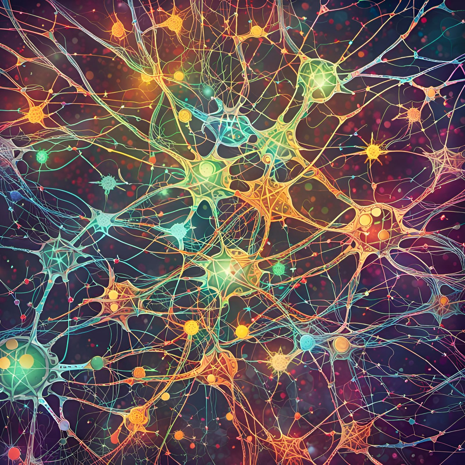 Neural Network Circuitry in a Vibrant Palette