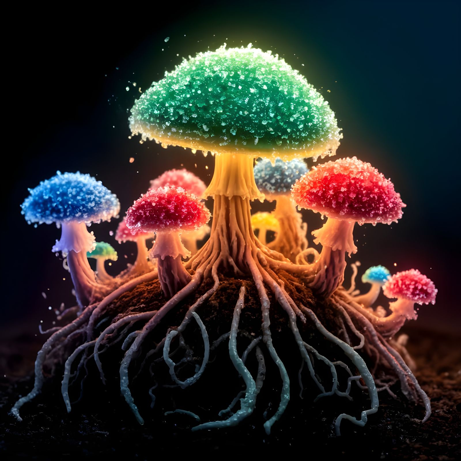 Vibrant Mushrooms Bloom in Enchanted Forest