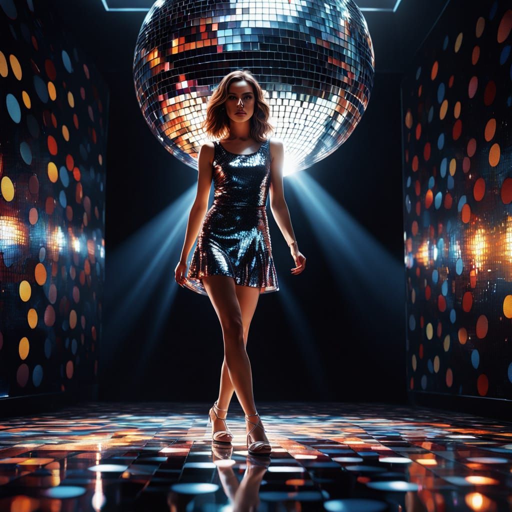 Hyperrealistic Disco Goddess in Sparkling Sequins