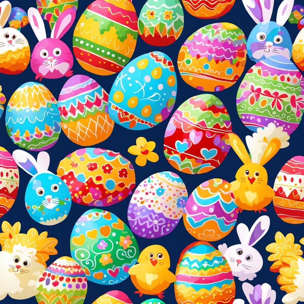 Colorful Easter Eggs and Confectionery