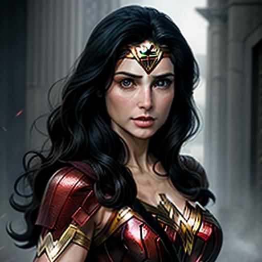 Diana Prince (Wonder Woman) transforming back to her civilian clothes.: Dramatic and cinematic, with a touch of realism.