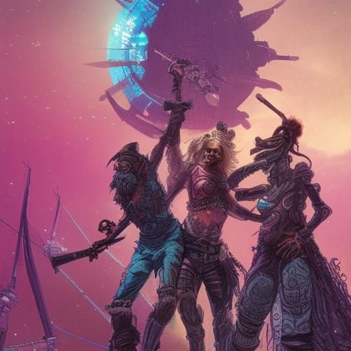 Space Pirate Gang: Dark Sci-Fi Fantasy Art