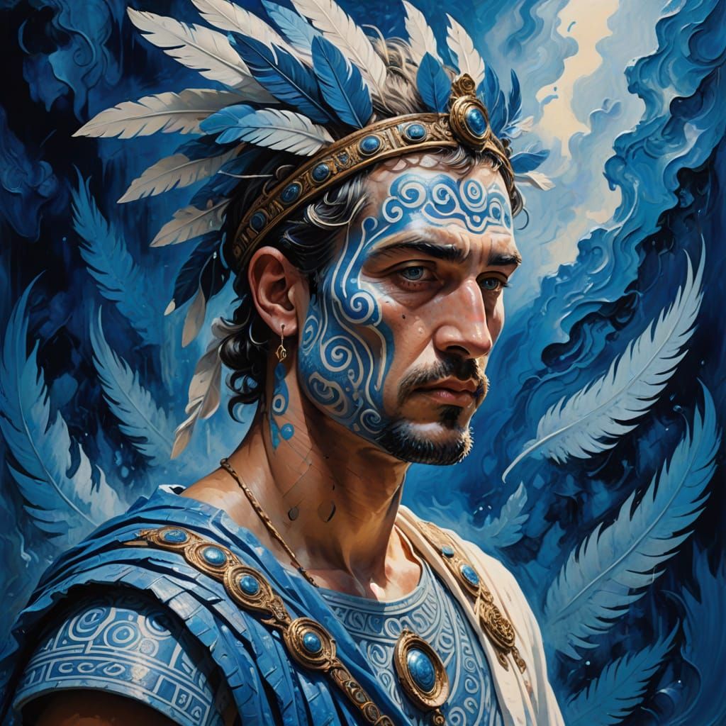 Roman Citizen with Tribal Tattoos as Impasto Painting