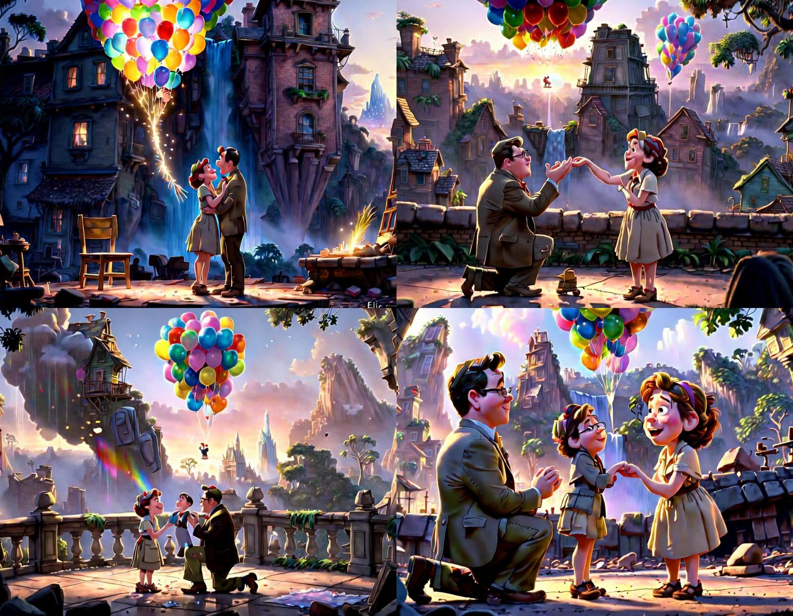 Carl Proposes to Ellie with Colombia Falls Backdrop