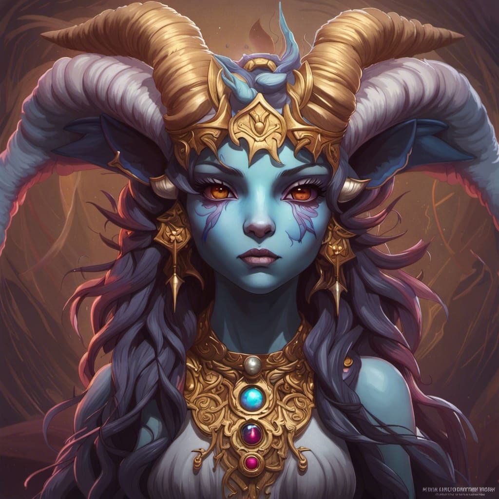 Chibi Baphomet Portrait in Hyperdetailed Digital Art