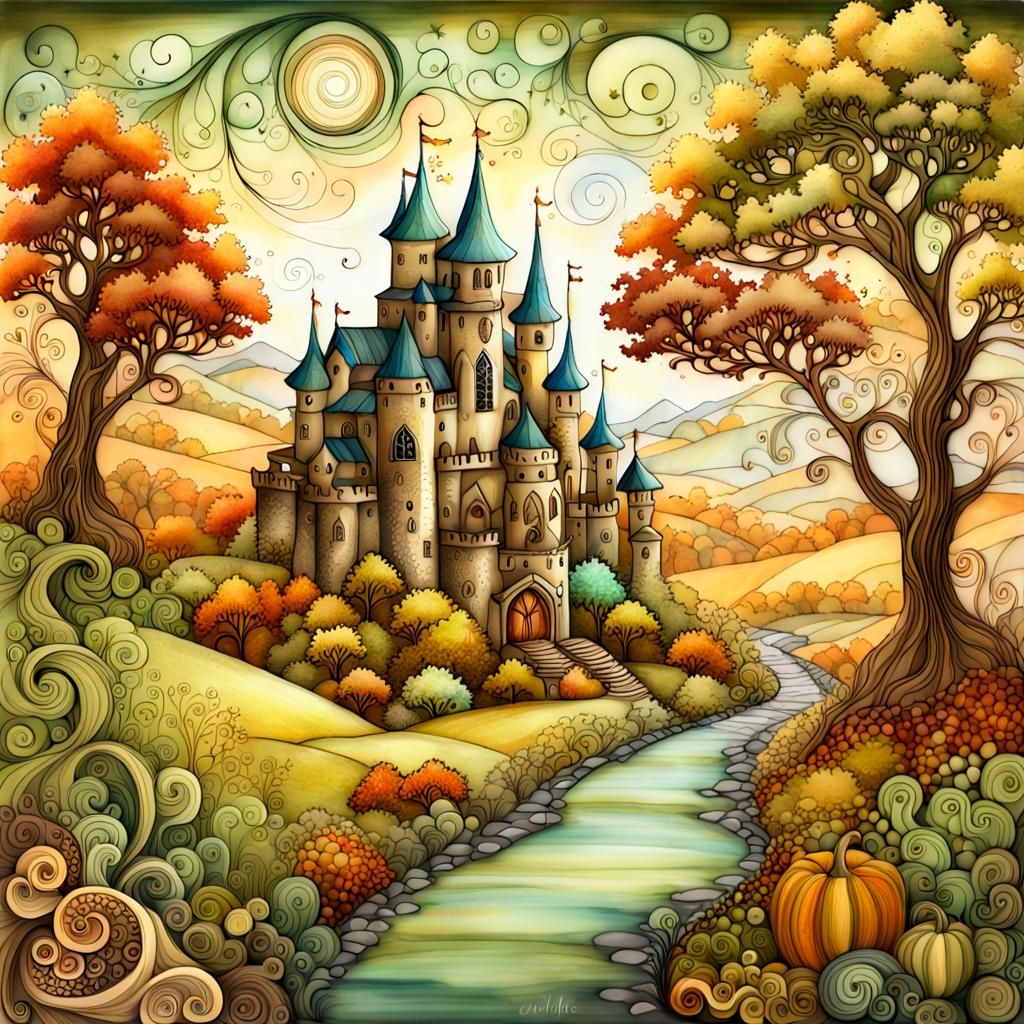 COUNTRY SIDE AUTUMN 🍂 CHALK ART ZENTANGLE