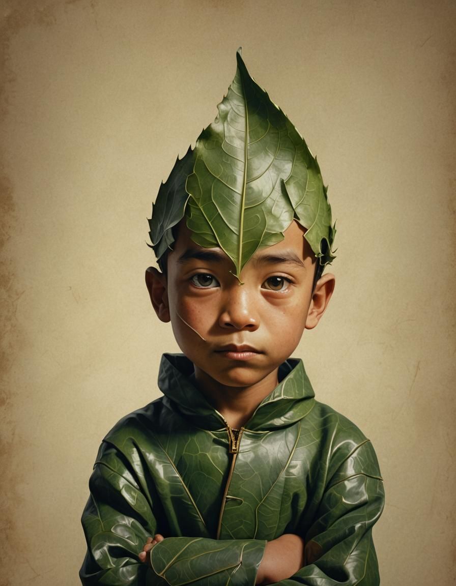Sulky Leaf Portrait in Hyperrealistic Style
