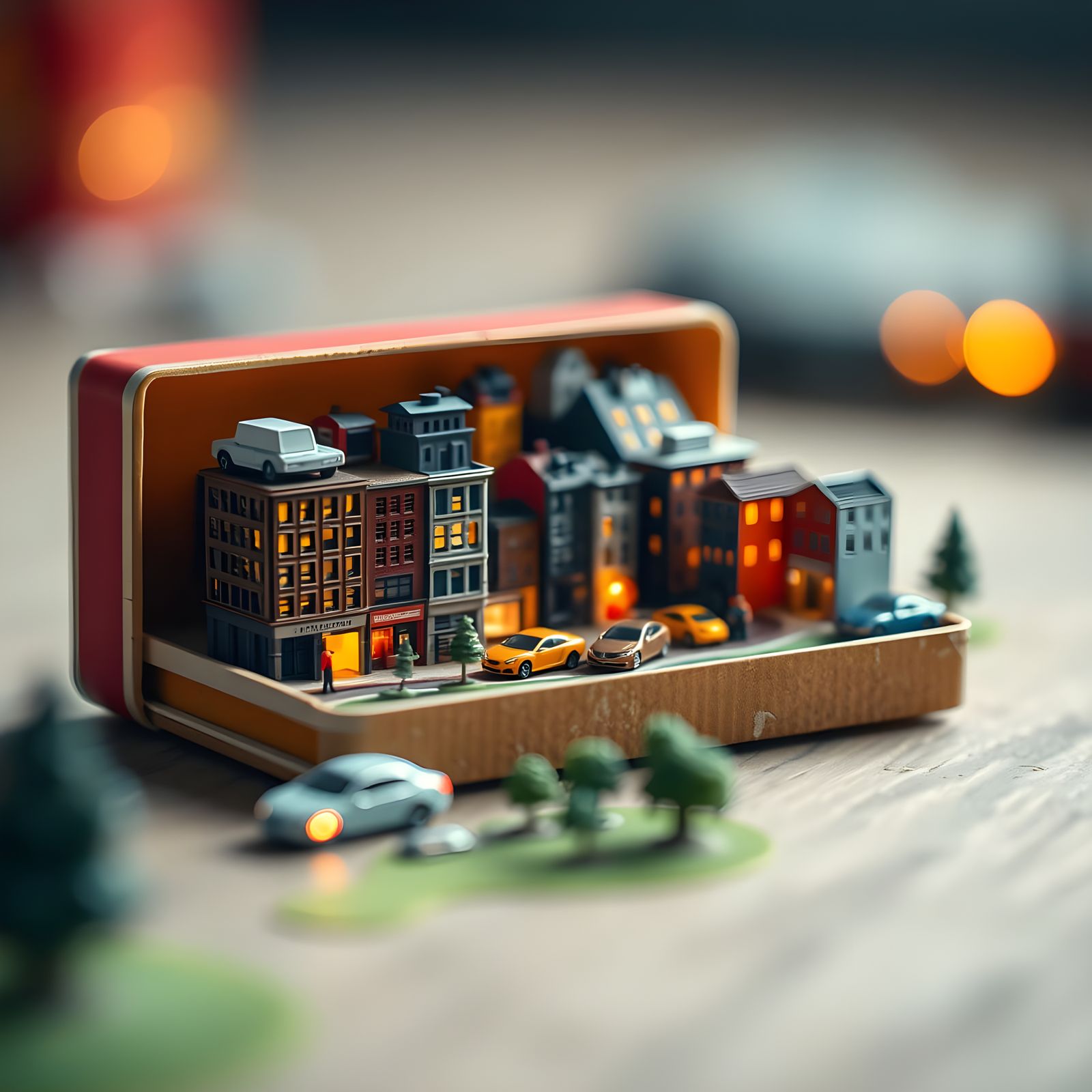 Vibrant Miniature City in a Matchbox
