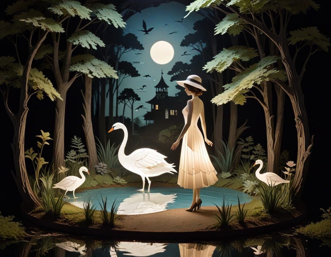 Diorama of 1920s Woman in Edwardian Park