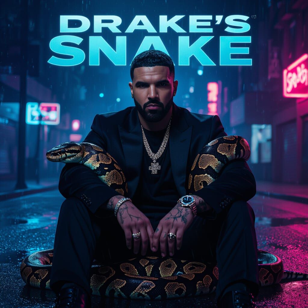 Drake's Snake Movie Poster: Rapper with Python