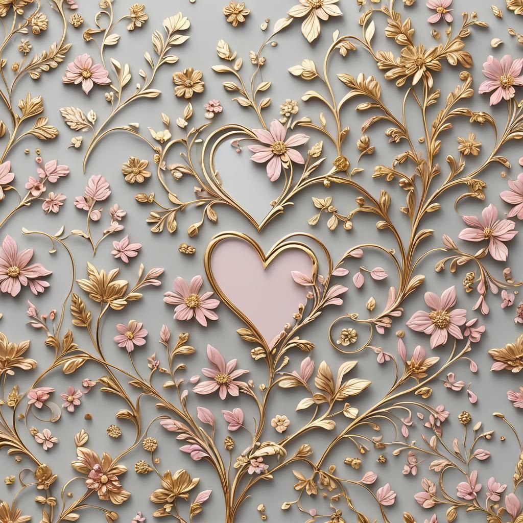 Elegant Floral Heart Design in Matte Painting Style