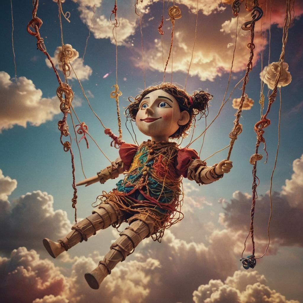 Surreal String Puppet in Dreamlike Fantasy Illustration