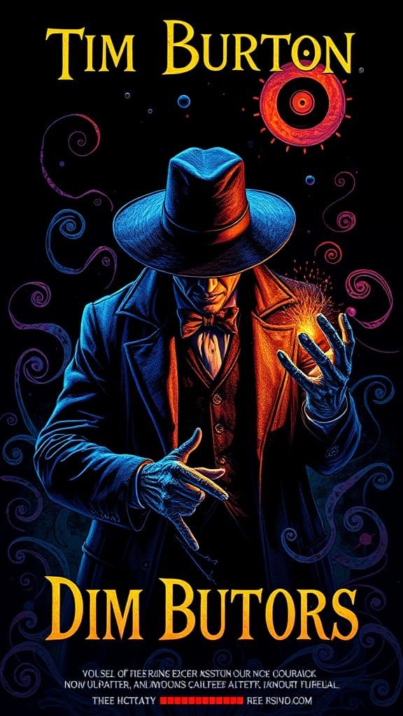 Incubus Detective casting a Shadow Tim Burton contrasting colors deep color movie poster quilling 3D shading detailed ho...