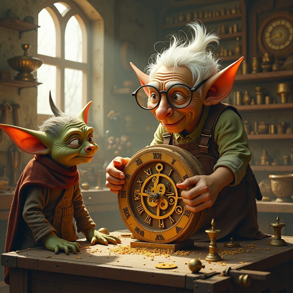 Goblin Clockmaker's Workshop: A Steampunk Scene