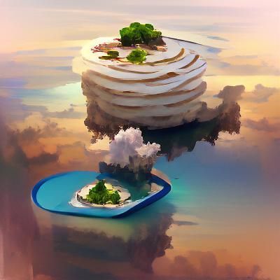 Surreal Floating Pancake Islands in Dreamscape