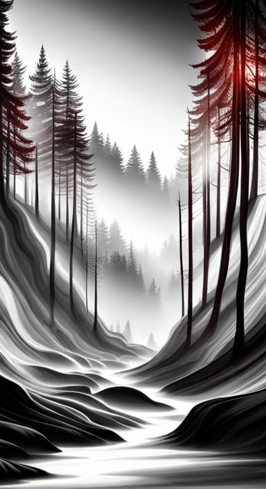 Abstract Shadows in Misty Forest Fractal