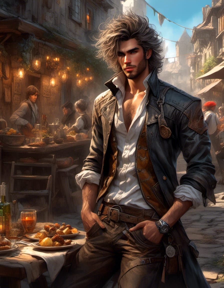 Handsome Bandit Character Concept Art in Comic Style